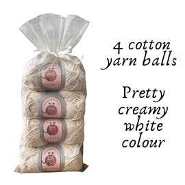 Thoughtful Stitch Cotton Yarn Dishcloth Craft Yarn for Crochet 4-Pack 75g Yarn for Knitting Cotton Yarn for Crochet, Knit, DIY Projects, Dishcloths Soft and Durable Cotton (Creamy White)