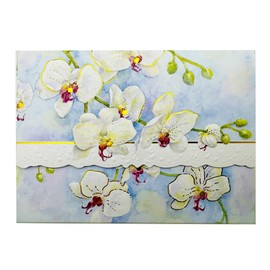 Set of 3 - White Orchid Portfolio Boxed Note Cards by Carol Wilson. 10 embossed 4x5 Die-Cut Notecards and Matching Envelopes in Decorative Gift Box with Magnetic Flap. NCP2213