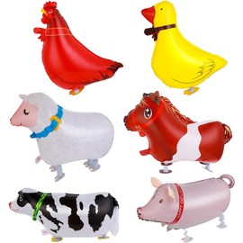 joonnair 6 Stück Folienballon Tiere,Airwalker Ballon, Luftballons Tiere, Aluminiumfolie Tier Luftballons, Tierballons fur Bauernhof Party Bauernhof Geburtstag Deko
