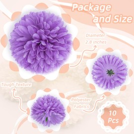 10Pcs Light Purple Artificial Chrysanthemums Ball Flowers,Artificial Flowers Stemless Faux Ball Chrysanthemum for Home,Lifelike Artificial Chrysanthemum Ball Flowers for DIY Wedding Party Decoration
