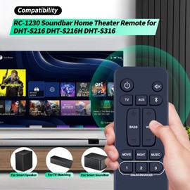 RC-1230 New Replacement Remote Control Compatible for Denon Soundbar Home Theater DHT-S216 DHT-S216H DHT-S316