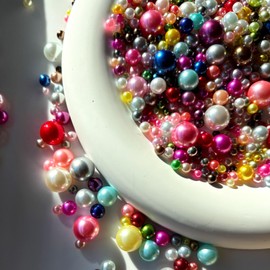 Chuxin 1000PCS Assorted Pearls Beads No Holes, 3-10mm Pearls Beads, Loose Pearls Without Holes, Highlight Round Pearls for DIY, Table Scatter, Wedding, Birthday Party, Home Decoration