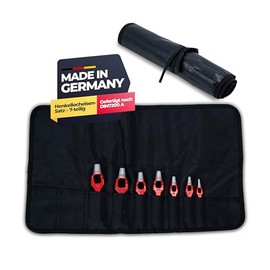 Paffrath® Wad Punch Set (4-16 mm) - 7-Piece Set in Nylon Roll Bag for Leather, Cardboard, Rubber etc. - Punch Tool for Precise Work - Leather Punch - Made in Germany