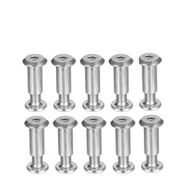 Awclub Screw Post Fit for 5/16"(8mm) Hole Dia, Male M6x12mm Belt Buckle Binding Bolts Leather Fastener Carbon Steel Silver 10 Sets