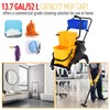HOMCOM 13.7 Gallon Mop Water Bucket Wringer Cart with Easy