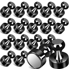 Fridge Magnets for Whiteboard, Strong Refrigerator Magnet Small Neodymium Magnets, 18pcs Meatal Push Pin Magnets for Crafts, Notice Board Magnets, Magnetic Push Pins for Fridge, Mini Magnets Black