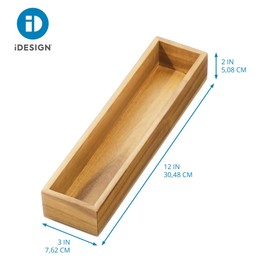 iDesign Small Acacia Wood Drawer Organizer – Kitchen Drawer Organizer and Storage – Natural