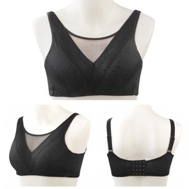 Polreta Mastectomy Bra with Pockets for Breast Prosthesis Women Everyday Bra, Black2, 36C