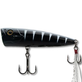 LMAB Topwater Splash Vibe 70F Bait, 7 cm Popper Fishing, Lead-Free, Popper Fishing Lure, Surface Wobbler, Surface Bait Pike, Plopper Fishing, Perch, ASP Bait (Black Tiger)