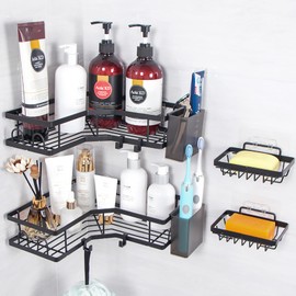 Fretrecy Shower Caddy, Adhesive Bathroom Shower Organizer for Bathroom Storage & Home Decor & Kitchen,No Drilling, Rustproof Stainless Steel Shower Shelves Rack for Inside Shower (6 unit)