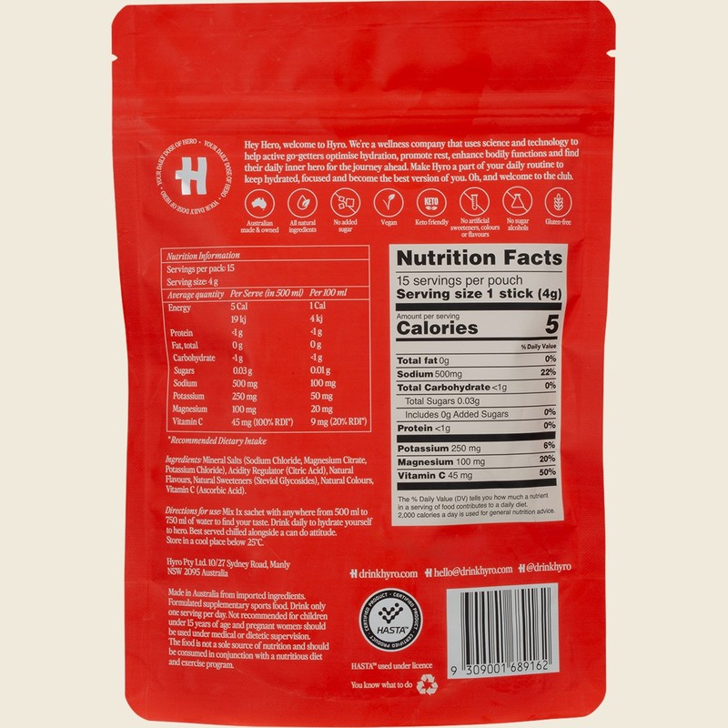Hyro Electrolyte Sachets Blackcurrant Crush Hasta 15x4g