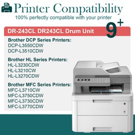 HenceBuy DR243CL BK Black Drum Unit For Brother DR-243CL-BK Replacement for DCP-L3550CDW DCP-L3510CDW HL-L3230CDW HL-L3210CW HL-L3270CDW MFC-L3710CW MFC-L3750CDW MFC-L3730CDW L3770CDW (Single Pack)