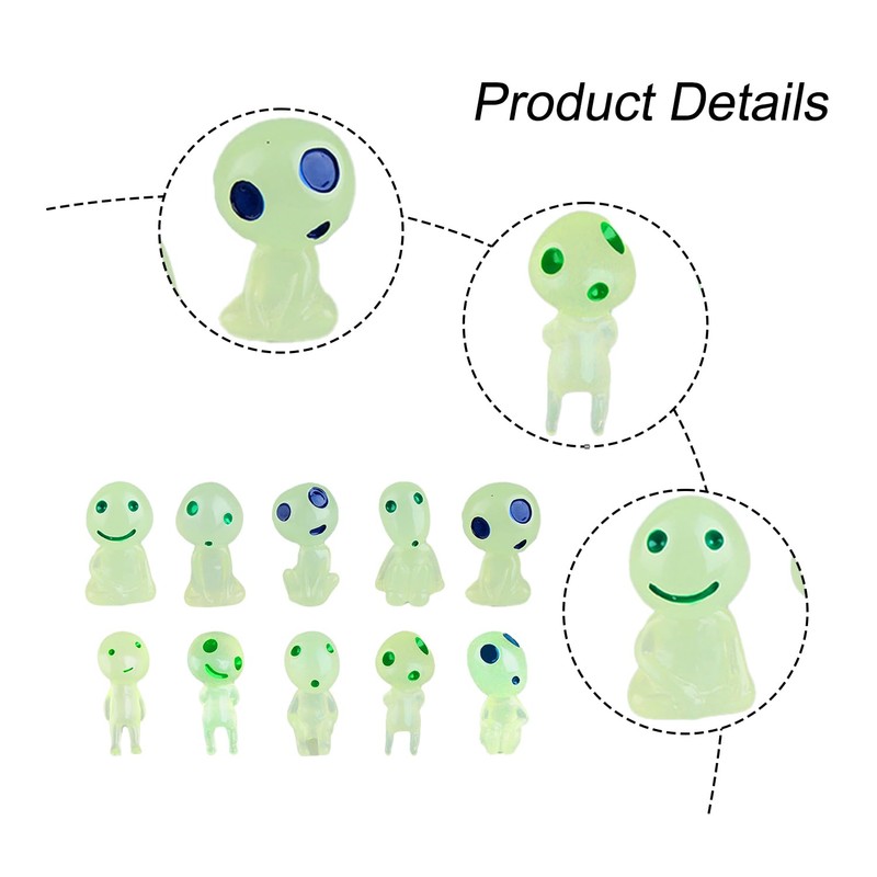 Thyonta 10PCS Garden Glow-in-the-Dark Accessories Micro Landscape Resin Cartoon Alien