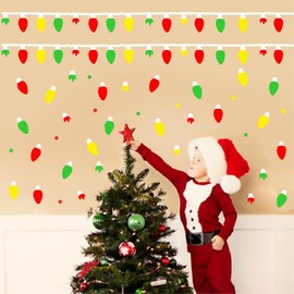 Christmas Light Wall Stickers Christmas Light Vinyl Stickers for Car Glass Window Cling Xmas Merry Bright Wall Decals Holiday Window Decals Party Supplies Christmas Car Light Bulb Decoration