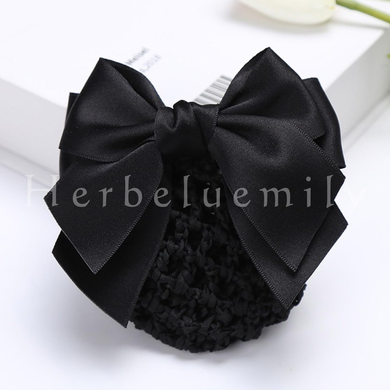 Herbeluemily Chignon Net, Ribbon, Hair Net, Bun Cover, Thick Mesh
