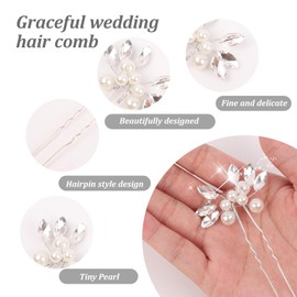 VZYUVY 13PCS Bridal Hair Pins with Hair Comb, Hair Accessories for Wedding, Crystal Pearl Bridesmaid Floral Hair Clip