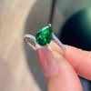CM.CUMEE Gold Plated Emerald Ring for Women Pear Cut Anniversary