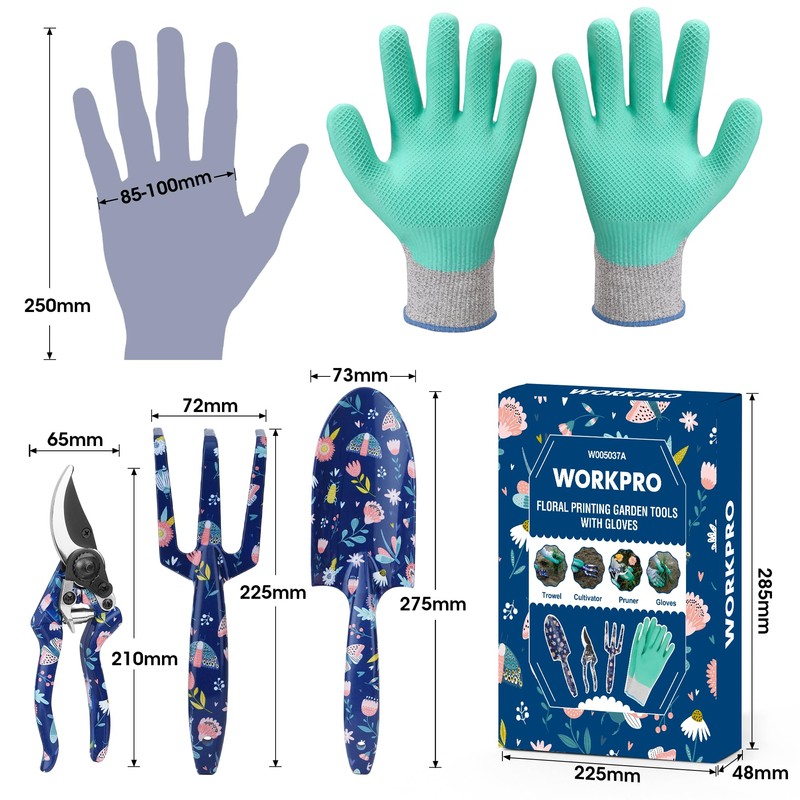 WORKPRO 4 Piece Garden Tools Set, Stainless Steel Hand Tools
