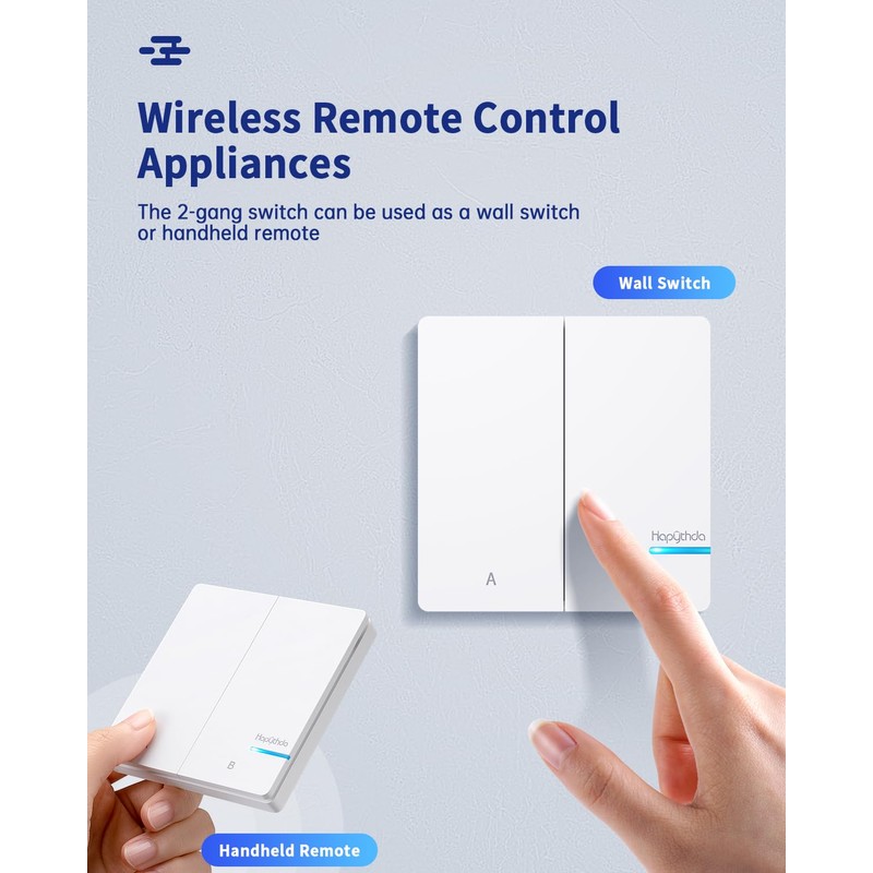 HAPYTHDA Remote Control Outlet Plug, 15A/1500W Wireless Light Switch for