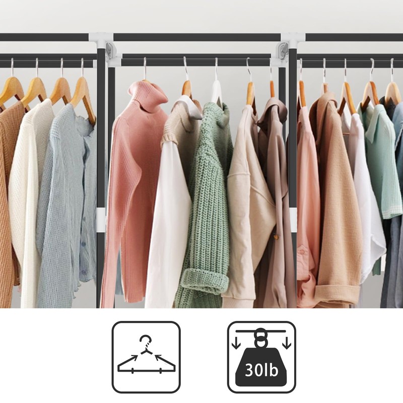 LOKEME Portable Closet, Portable Closets for Hanging Clothes with 3