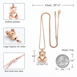 Cremation Jewelry - Teddy Bear Urn Necklace for Men Women with Mini Keepsake Urn Memorial Ash Jewelry