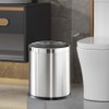 LEASYLIFE 2.6Gallon/10L，Stainless Steel Bathroom Trash Can,Chrome Trash Can,Silver Garbage Can