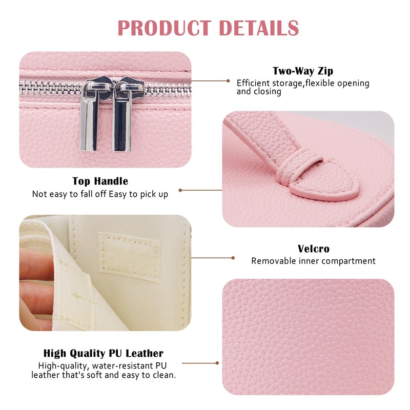 KJMYYXGS Leather Makeup Bag with Dividers Make Up Organizers with