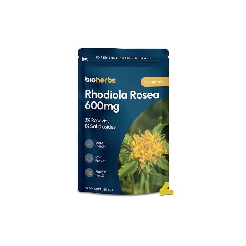 Rhodiola Rosea Capsules High Strength - 600mg 3% Rosavins 1%
