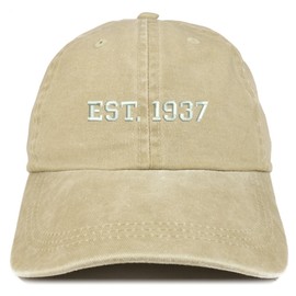 Trendy Apparel Shop EST 1937 Embroidered - 88th Birthday Gift Pigment Dyed Washed Cap - Khaki