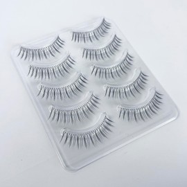 FTmoonie つけまつげ ５ペア ナチュラル 透明軸 アイラッシュ 一本まつ毛 上まつげ 手作り 手巻きまつげ メイクアップまつげ プレゼント 気品優雅