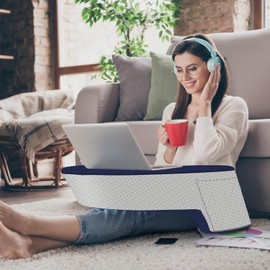 Tadomoe Lap Pillow for Gaming,Multi-Purpose Table Pillow for Reading Gaming Working with Side Pocket & Phone/Tablet Holder,Memory Foam Lap Desk Pillow for Ergnomic Support & Comfort on Sofa