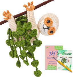 BoloShine Beginners Crochet Kits for Adults, DIY Keychain with Crocheting Book Video Tutorials, Amigurumi Crafts Set with Hooks and Yarns for Starters, Wild Animals Knitting Kit - Sloth