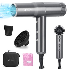 Blow Dryer with Diffuser, IG INGLAM Professional Hair Dryer 110,000RPM Brushless Motor Fast Dry Low Noise Constant Temperature Auto-Clean, Powerful Ionic Hair Dryer for Salon Travel Gift