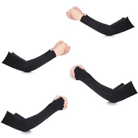 MILANQW UV Protection, Cold Feeling, Arm Sleeve, Set of 4, Solid Color (Straight & Thumb Hole Type), Baseball, Gaming, Men's, Women's, UV Protection, Sports, Commuting, Sweat Absorbent, Quick Drying