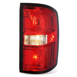 Auto Dynasty Rear Brake Tail Lights Assembly Compatible with 2014 2015 GMC Sierra 1500, Passenger Right Side, Chrome Housing Red/Clear Lens GM2801262