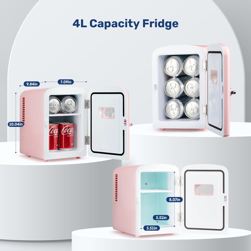 YSSOA 4L Mini Fridge with Observation Window, Portable Warmer &