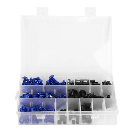 223-Piece Universal Motorcycle Fairing Screws Kit, M5 M6 Motorcycle Windscreen Screws, Fasteners, Washers, Nuts, Screws, Assortment Kit (Blue)