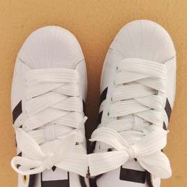 UamGlsob Wide Shoelaces for Campus 00s Trainer Shoes, Diameter 20 mm Thick, Wide Flat Replacement Shoe Laces for Superstars Trainers, Fat Laces Shoelaces, White