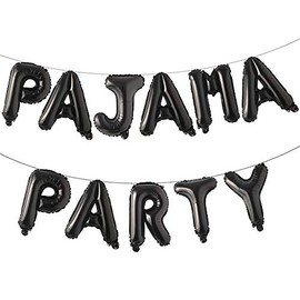 16 inch Pajama Party Balloons Banner Girls Sleepover Birthday Party Decoration Slumber Parites Banner Colorful Balloons Backdrop (Pajama Party Black)