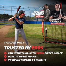 PowerNet Baseball & Softball Batting Tee, Adjustable Height Batting Tee 27.5" - 44", Portable Outdoor Baseball Training Equipment for Hitting Training (Heavy)