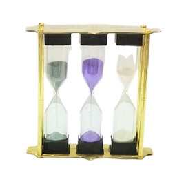 Tea Timer 3-4-5 Minute Sand, Brass Frame Hourglass Timer, Small Sand Timer Decoration Mini Tea Sand Watch for Home Desk Office Decor