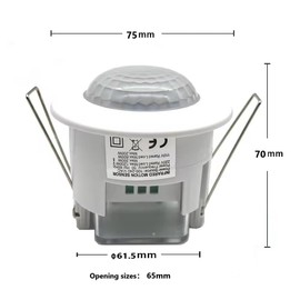 Clearhill PIR Motion Sensor 2 PCS, Ceiling Mount, Embedded Infrared Motion Detector, Occupancy Sensor, 360° Detection, 240V, Adjustable Timer and Sensitivity, Suitable for LED, Range up to 6m