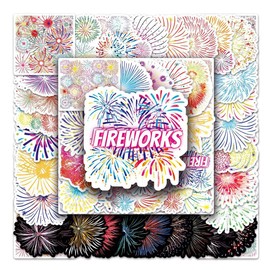 Fireworks Stickers |50Pcs Fireworks Waterproof Vinyl Decals for Water Bottles Laptop Luggage Cup Computer Mobile Phone Skateboard