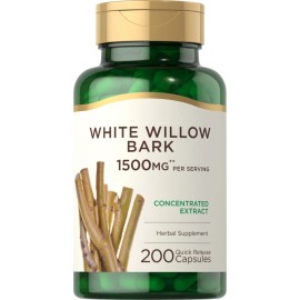 Piping White Willow Bark 1500mg 200 Caps Allicin Non-GMO/Gluten Free/No Preservatives