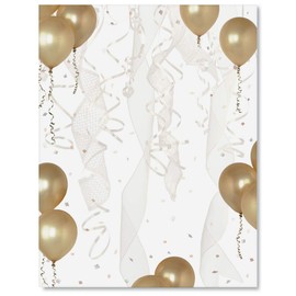 Paperdirect Gold Balloons Celebration Birthday Theme Paper Stationery, Border Paper, Letterhead 8.5 x 11, 25 sheets, Elegant Premium Writing Paper, Decorative Printer Paper
