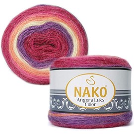 80% Acrylic, 5% Mohair, 15% Wool Yarn NAKO Angora LUKS Color Thread Crochet Lace Hand Knitting Yarn Art Embroidery Lot of 1 skn 150 gr 886 yds Color Gradient 81917