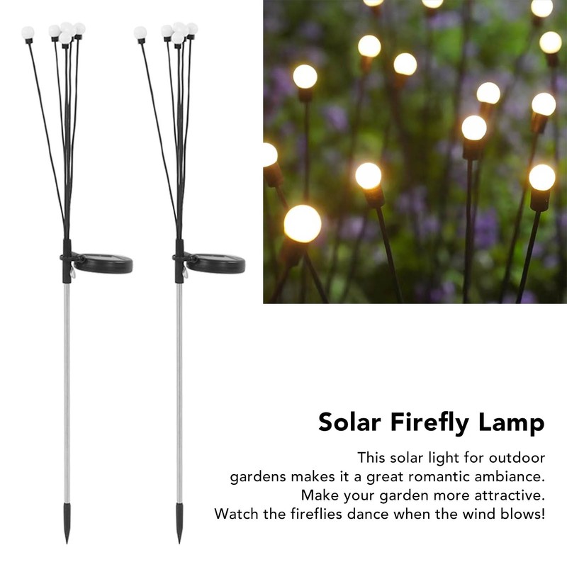 2 Sets Solar Powered Firefly Lights Outdoor Waterproof Solar Garden