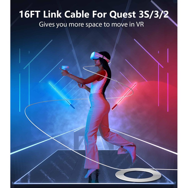 YRXVW Link Cable 16FT Compatible with Meta/Oculus Quest 3S, Quest