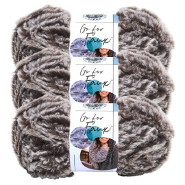 Lion Brand (3 Pack) Lion Brand Yarn 322-206BD Go for Faux Bulky Yarn, Bear