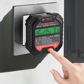 Socket Tester UK, Circuit Testers Rcd Plug Tester Mains Outlet Tester with LCD Display Digital Electrical Voltage Tester for Socket Test Safety Inspections 90-250v, HT107E